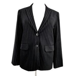 Norma Kamali Black Single Breasted Pinstripe Blazer Size 18